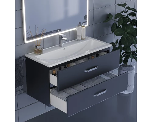 Тумба с раковиной для ванной Uperwood Foster (100 см, подвесная, черная)