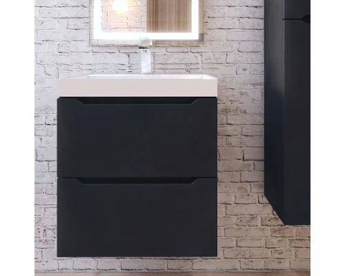 Тумба с раковиной для ванной Uperwood Tanos NEW (50 см, подвесная, черная)