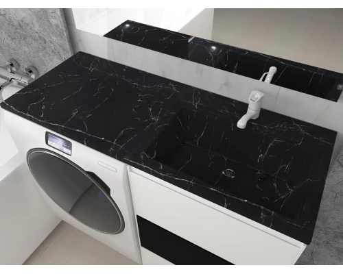 Раковина над стиральной машиной Uperwood Марсал (120 см, правая, черный мрамор)