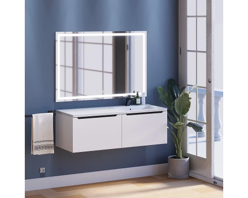 Тумба с раковиной Uperwood Tanos-Cosmos 120 см, подвесная, правая, белый/графит