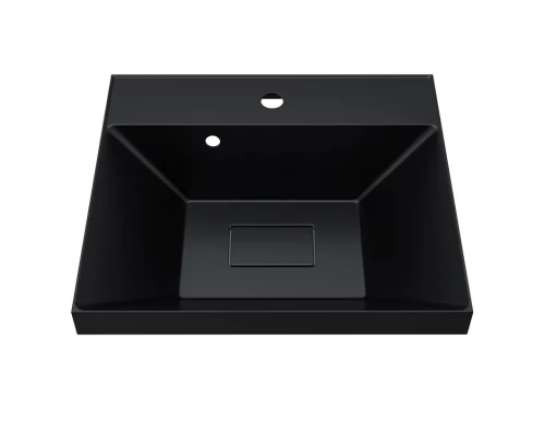 Раковина для ванной Uperwood Classic New 50 см, черная глянцевая, с накладкой для слива