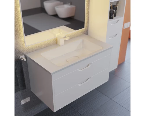 Тумба с раковиной для ванной Uperwood Modul (80 см, подвесная, матовая, белая)