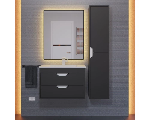 Тумба с раковиной для ванной Uperwood Modul (65 см, подвесная, матовая, черная)