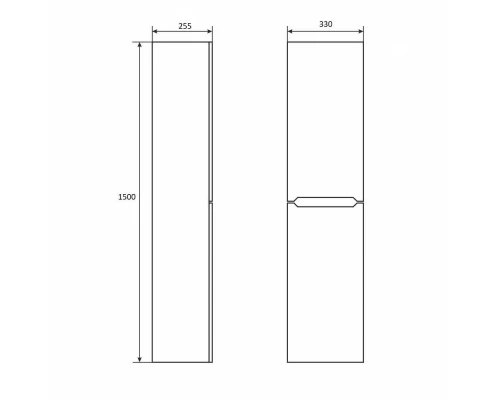 Шкаф-пенал для ванной Uperwood Tanos (33*27*150 см, подвесной, правый, черная эмаль)