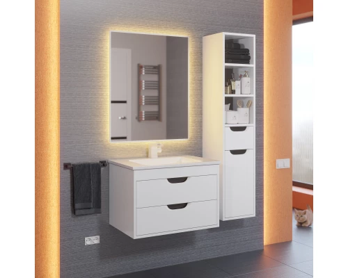 Тумба под раковину для ванной Uperwood Modul (65 см, подвесная, матовая, белая/графит)