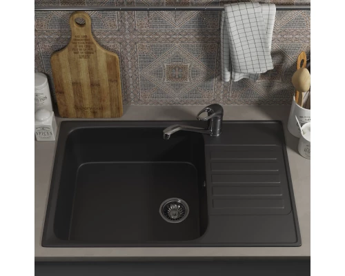 Кухонная мойка из искусственного камня Uperwood UPD-400 (прямоугольная, цвет уголь)