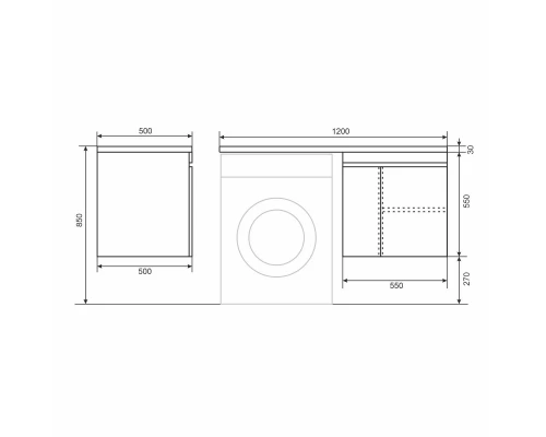 Тумба с раковиной под стиральную машину Uperwood Magenta (60/120 см, подвесная, черная, с дверцами, правая)