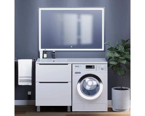 Тумба под стиральную машину Uperwood Tanos (60 см, напольная, белая/графит, 2 ящика)