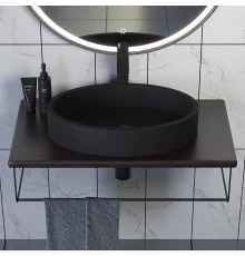 Комплект столешница для ванной Uperwood Tanos (с накладной раковиной Rome и кронштейнами 80 см, бук темный)