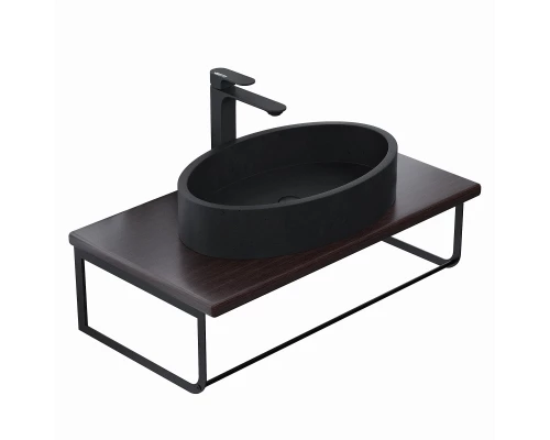 Комплект столешница для ванной Uperwood Tanos (с накладной раковиной Rome и кронштейнами 80 см, бук темный)