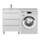 Тумба под стиральную машину Uperwood Tanos 60 см (напольная, белая, с раковиной Cosmos 120 см, левая)