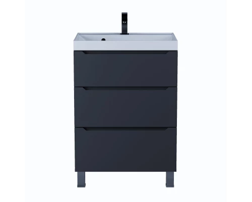 Тумба под раковину для ванной комнаты Uperwood Tanos напольная (60 см, черная, 3 ящика)