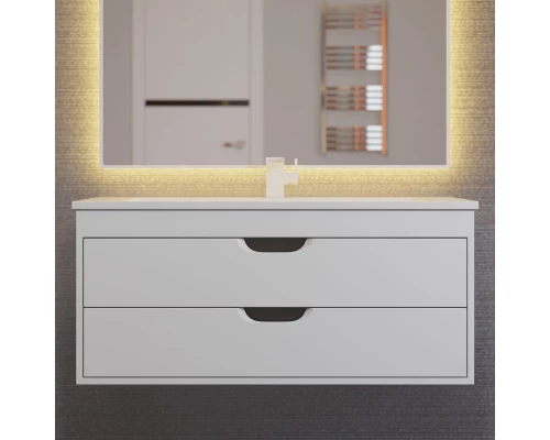 Тумба с раковиной для ванной Uperwood Modul (100 см, подвесная, матовая, белая/графит)