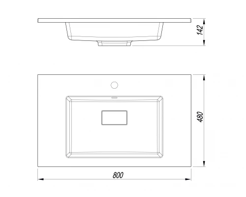 Раковина кварцевая для ванной Uperwood Lagoon Quartz (80 см, прямоугольная, белая матовая, жасмин)