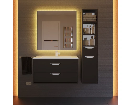 Тумба с раковиной для ванной Uperwood Modul (80 см, подвесная, матовая, черная)