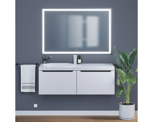 Тумба с раковиной для ванной комнаты Uperwood Tanos-Bruks (120 см, подвесная, левая, белая/графит)