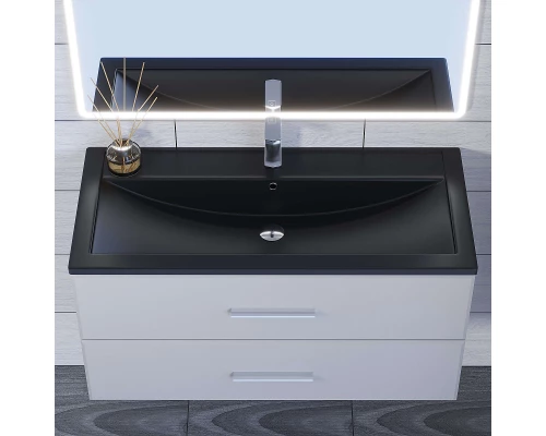 Раковина кварцевая для ванной Uperwood Foster Quartz (100 см, черная матовая, уголь)