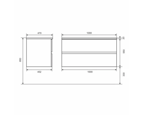 Тумба под раковину для ванной Uperwood Barsa (100 см, подвесная, белая/дуб сонома)