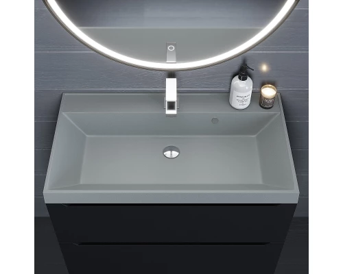 Раковина кварцевая для ванной Uperwood Classic Quartz (80 см, серая матовая, платина)