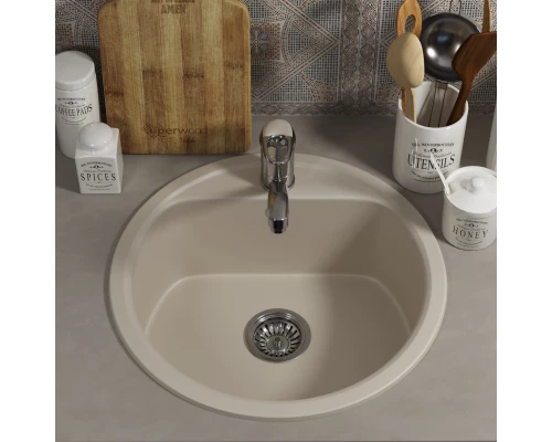 Кухонная мойка из искусственного камня Uperwood UPD-101 (круглая, цвет лён)