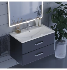 Тумба с раковиной для ванной Uperwood Foster (80 см, подвесная, черная)