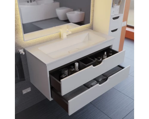 Тумба под раковину для ванной Uperwood Modul (100 см, подвесная, матовая, белая/графит)