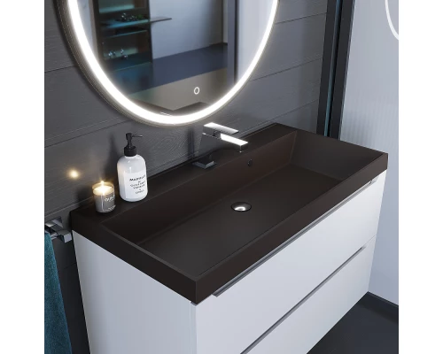 Раковина кварцевая для ванной Uperwood Classic Quartz (90 см, коричневая матовая, трюфель)