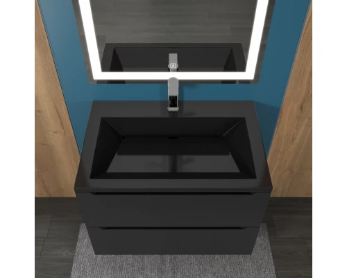 Раковина для ванной Uperwood Olivia 70 см, черная глянцевая