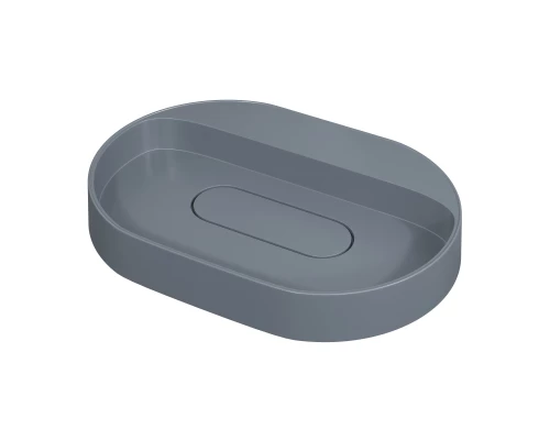 Раковина накладная кварцевая Uperwood Tanos Quartz 55 см, овальная, без отверстия для смесителя, бетон