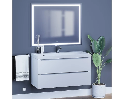 Тумба с раковиной для ванной Uperwood Tanos (100 см, подвесная, матовая, белая)