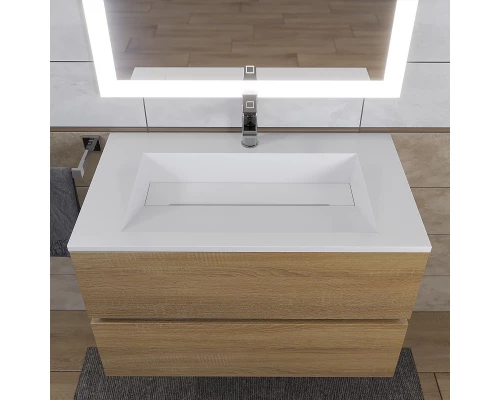 Тумба с раковиной для ванной Uperwood (Barsa-Next 80 см, подвесная, белая/дуб сонома)