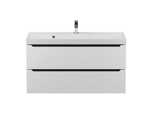 Тумба с раковиной для ванной Uperwood Tanos (100 см, подвесная, матовая, белая/графит)