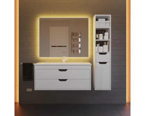 Тумба с раковиной для ванной Uperwood Modul (100 см, подвесная, матовая, белая/графит)