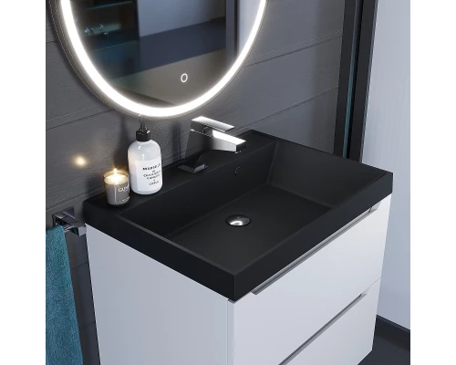 Раковина кварцевая для ванной Uperwood Classic Quartz (60 см, черная матовая, уголь)