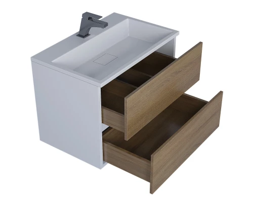 Тумба под раковину для ванной Uperwood Barsa (70 см, подвесная, белая/дуб сонома)