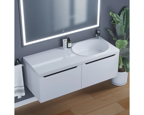 Тумба с раковиной для ванной комнаты Uperwood Tanos-Bruks (120 см, подвесная, правая, белая/графит)