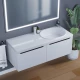 Тумба с раковиной для ванной комнаты Uperwood Tanos-Bruks (120 см, подвесная, правая, белая/графит)