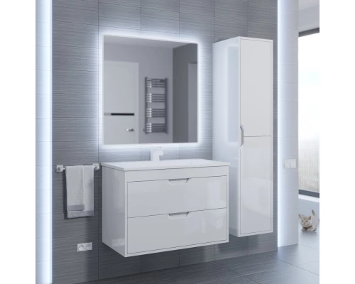 Тумба с раковиной для ванной Uperwood Modul (65 см, подвесная, глянцевая, белая)