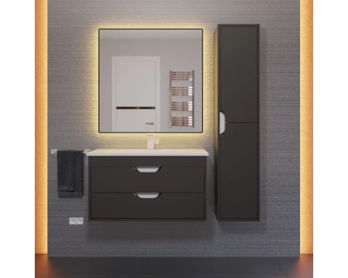 Тумба с раковиной для ванной Uperwood Modul (80 см, подвесная, матовая, черная)