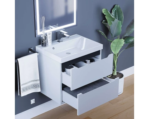 Тумба под раковину для ванной комнаты Uperwood Tanos подвесная (60 см, белая/графит)