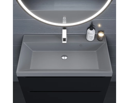 Раковина кварцевая для ванной Uperwood Classic Quartz (80 см, серая матовая, бетон)