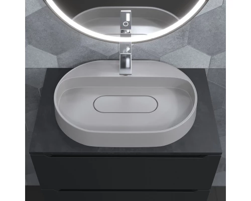 Раковина накладная кварцевая Uperwood Tanos Quartz 55х40х10 см, овальная, белая матовая, жасмин