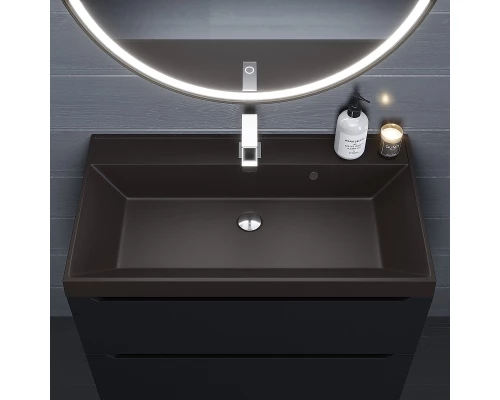 Раковина кварцевая для ванной Uperwood Classic Quartz (80 см, коричневая матовая, трюфель)