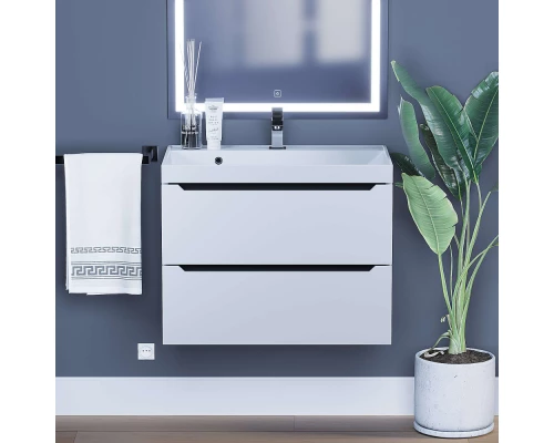 Тумба с раковиной для ванной Uperwood Tanos (70 см, подвесная, матовая, белая/графит)