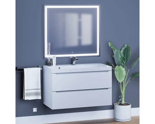 Тумба с раковиной для ванной Uperwood Tanos (90 см, подвесная, матовая, белая)