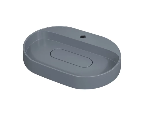 Раковина накладная кварцевая Uperwood Tanos Quartz 55х40х10 см, овальная, серая матовая, бетон