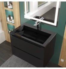 Раковина для ванной полувстраиваемая Uperwood Infinity 70х45х16,4 см, черная глянцевая