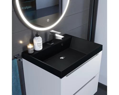 Раковина кварцевая для ванной Uperwood Classic Quartz (70 см, черная матовая, космос)