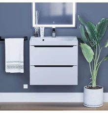 Тумба под раковину для ванной комнаты Uperwood Tanos подвесная (60 см, белая/графит)