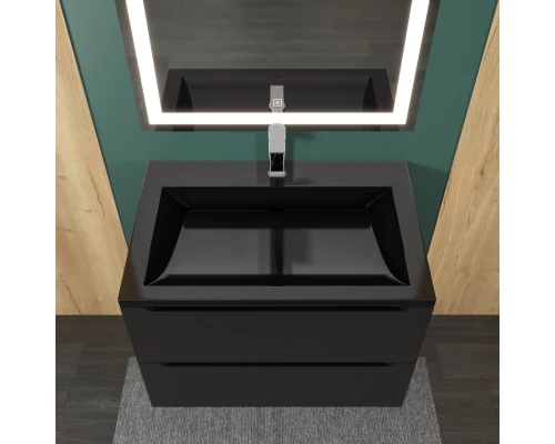Раковина для ванной полувстраиваемая Uperwood Infinity 70х45х16,4 см, черная глянцевая